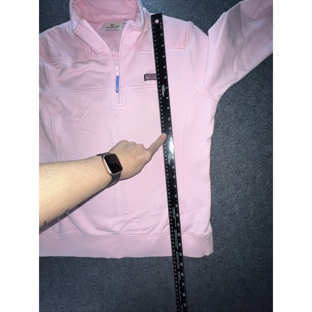 Vineyard Vines Pullover Womens M Pink Quarter Zip Fleece 100% Cotton Sweatshirt - Picture 6 of 11
